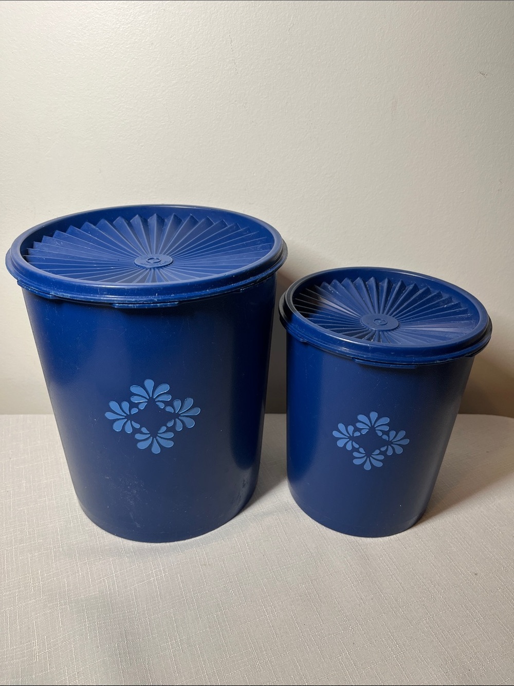 Vintage TUPPERWARE Blue Storage Canisters - Set of 2